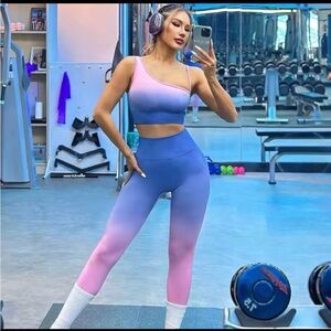 Tye dye hot pink sky blue Gradient Hombre Women's multicolored tie dye leggings